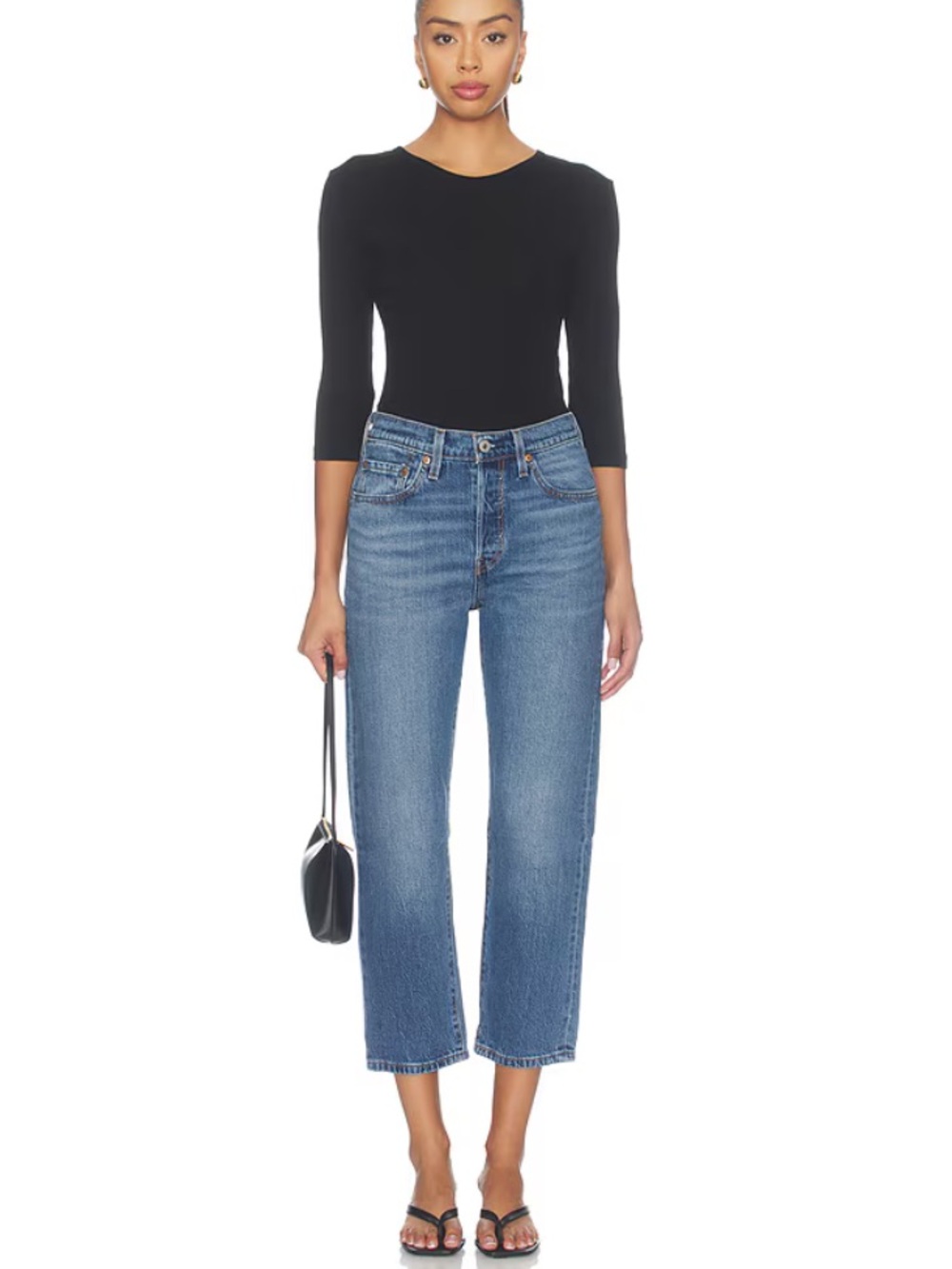 Levi's 501 Women's Cropped Straight-Leg Jeans in Blue W23 L26 Button Fly